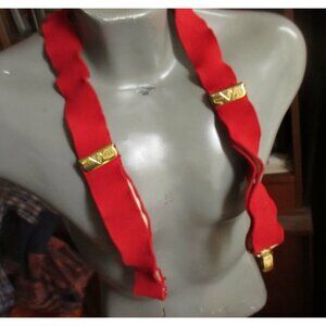 Boys Vintage 50's Red Police Brace Suspenders With Brass Accents